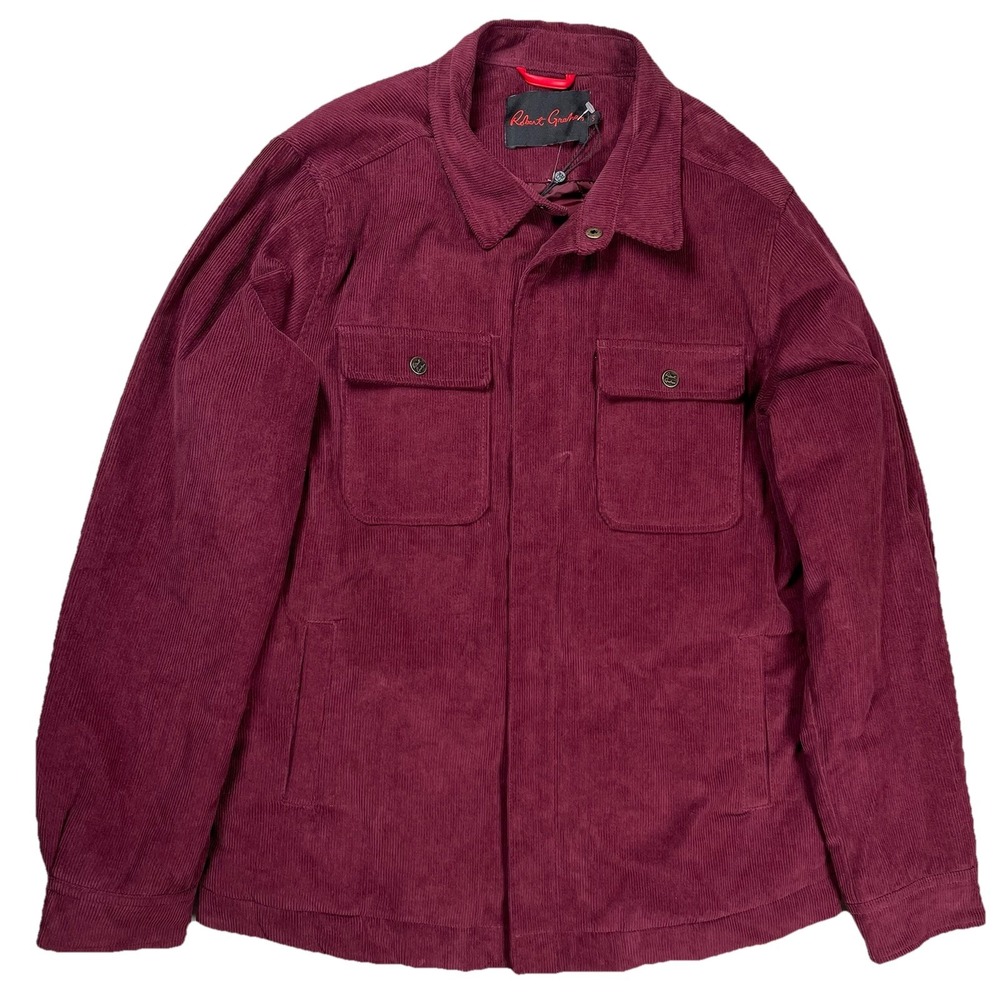 New Robert Graham Burgundy Quilted Corduroy Jacket Mens Sz S Chore Coat Barn